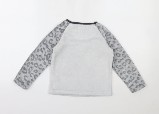Primark Girls Grey Animal Print Top Pyjama Top Size 3-4 Years