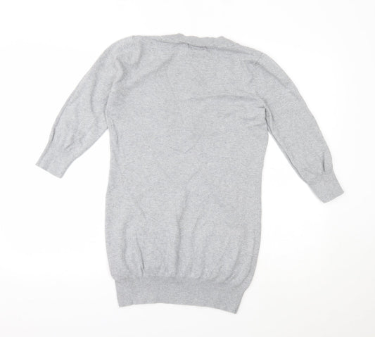 INTERNACIONALE Womens Grey Geometric Pullover Jumper Size 12