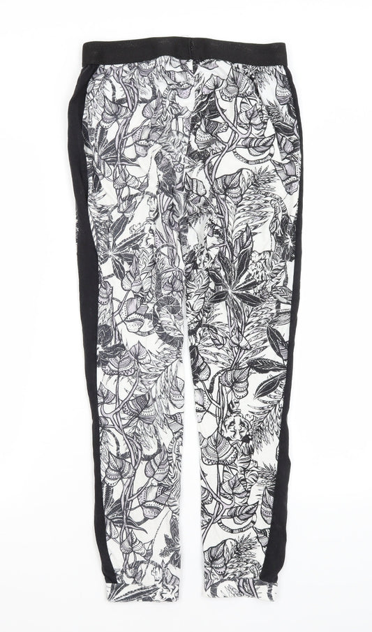 River Island Womens White Floral Capri Trousers Size 8 L26 in