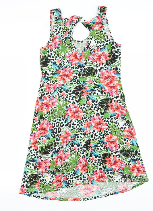 George Womens Green Animal Print T-Shirt Dress Size XS