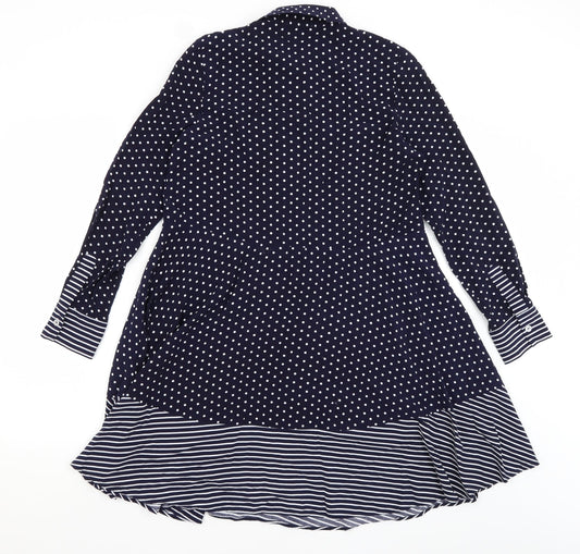 Warehouse Womens Blue Polka Dot A-Line Size 6