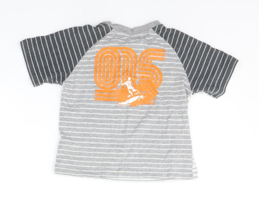 ETHAUSTIN Boys Grey Striped Basic T-Shirt Size 3-4 Years