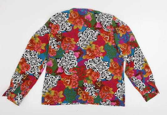 Reldan Womens Red Floral Jacket Blazer Size 12