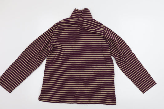 Anista Womens Purple Striped Henley Jumper Size 20