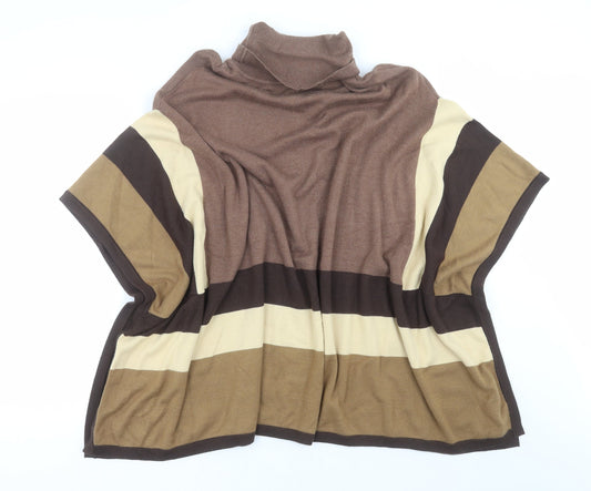 Cruz Womens Brown Striped Knit Cape Jumper Size M