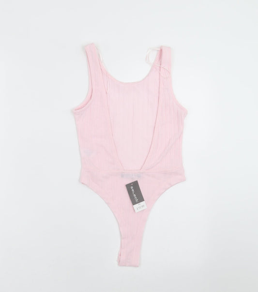 Select Womens Pink Striped Bodysuit One-Piece Size XS