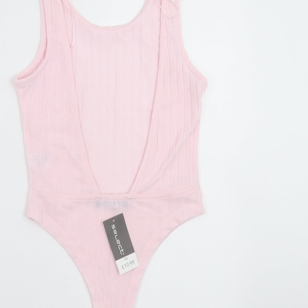 Select Womens Pink Striped Bodysuit One-Piece Size XS