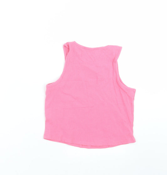 Select Womens Pink Cropped T-Shirt Size S - chilled out