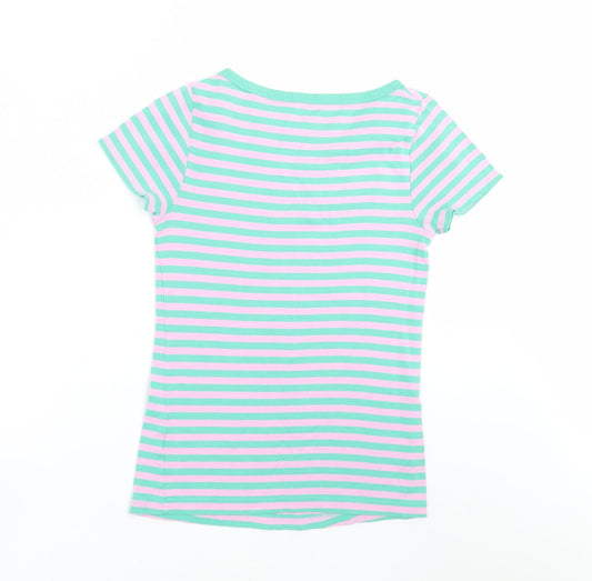 NEXT Womens Green Striped Basic T-Shirt Size 10