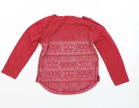 NEXT Girls Red Argyle/Diamond Basic T-Shirt Size 5 Years
