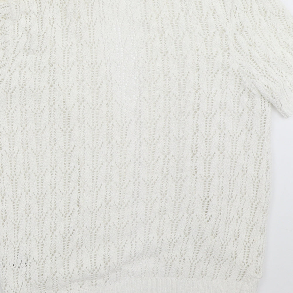 Pure Fashion Womens White Cardigan Jumper Size S