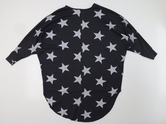 QED London Womens Grey Geometric Tunic Sweatshirt Size M - Star Print