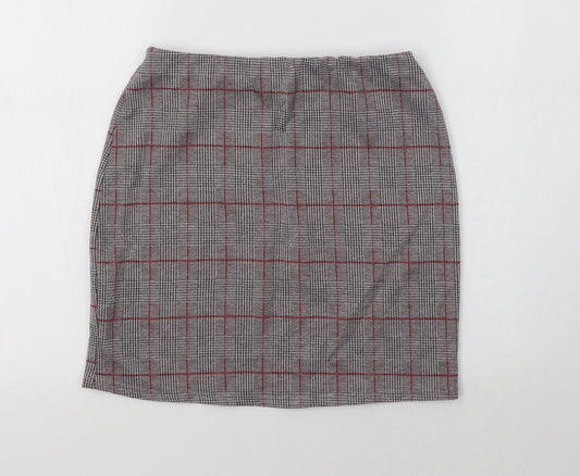 Lipsy Womens Grey Check Mini Skirt Size 10
