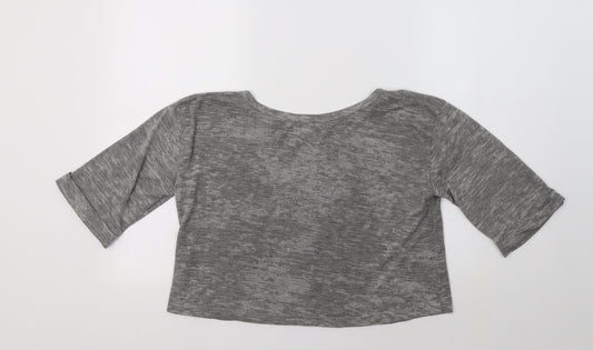 Topshop Womens Grey Cropped T-Shirt Size 8