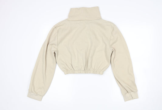 PRETTYLITTLETHING Womens Beige Pullover Sweatshirt Size M - Cropped