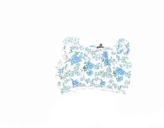 Topshop Womens White Floral Basic Blouse Size 12