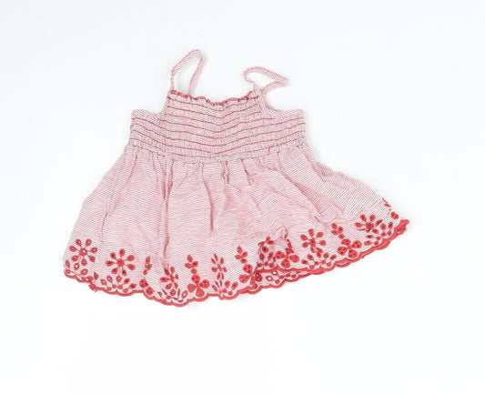Primark Girls Red Striped Basic T-Shirt Size 9-12 Months