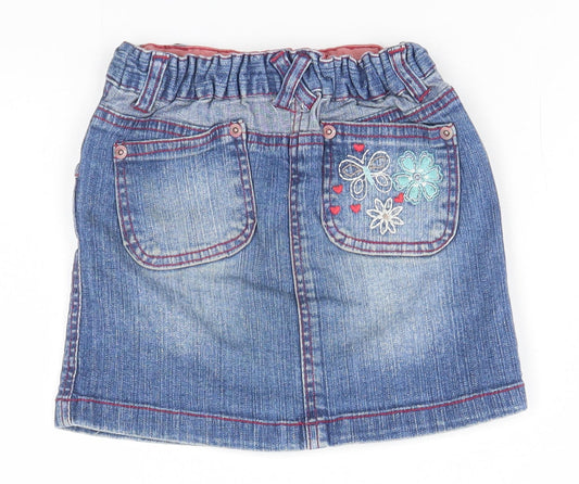 Cherokee Girls Blue Floral Straight & Pencil Skirt Size 3-4 Years
