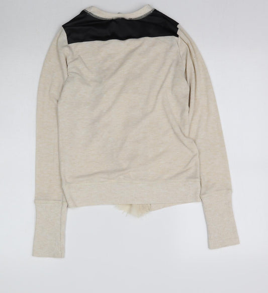 Poof Excellence Womens Beige Knit Cardigan Jumper Size S