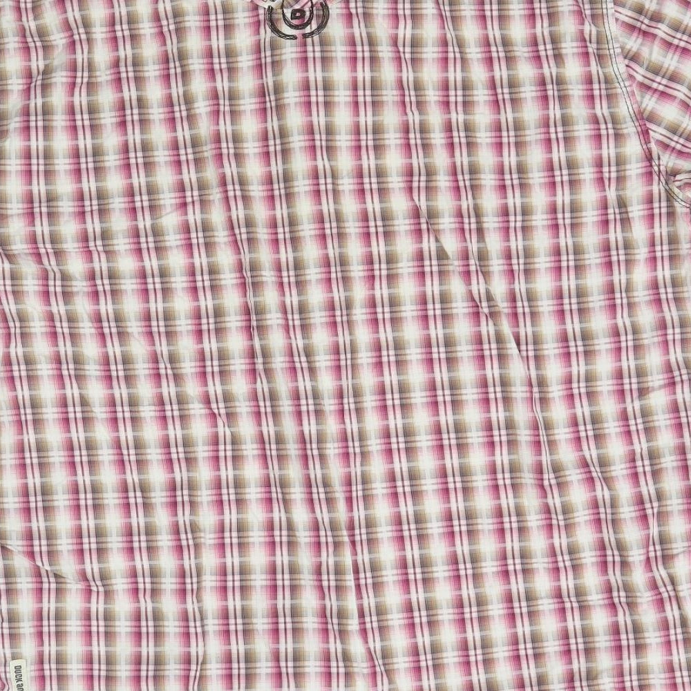 Duck and Cover Mens Multicoloured Plaid Button-Up Size L