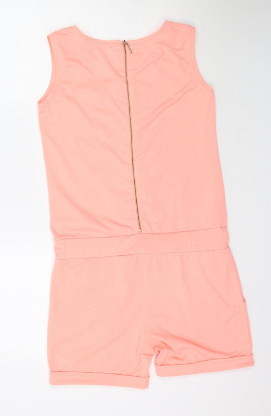 AWSARRE Womens Pink Playsuit One-Piece Size M L5 in - Peach / Coral
