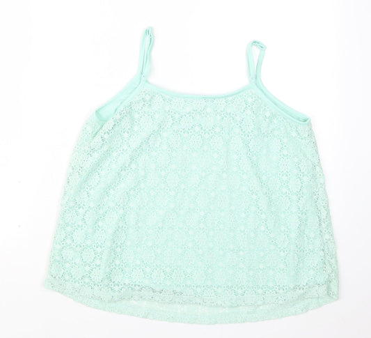 Select Womens Green Lace Basic Blouse Size 14