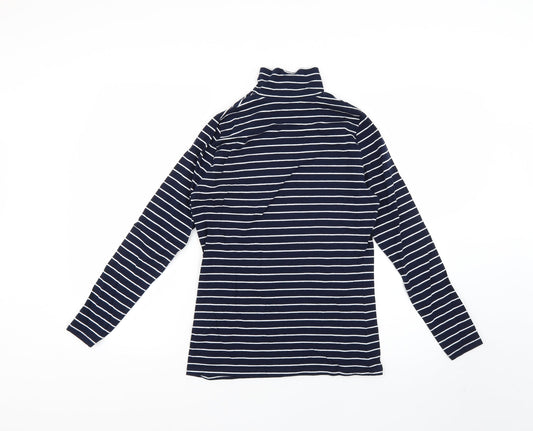 marks Womens Blue Striped Basic T-Shirt Size 10