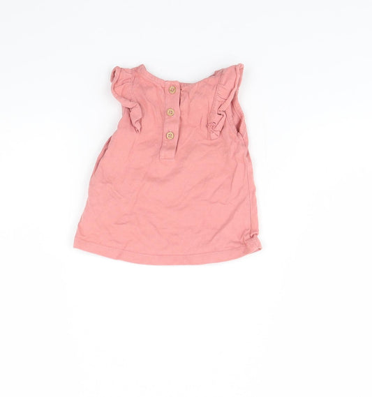 M&s Girls Pink Basic Blouse Size 0-3 Months