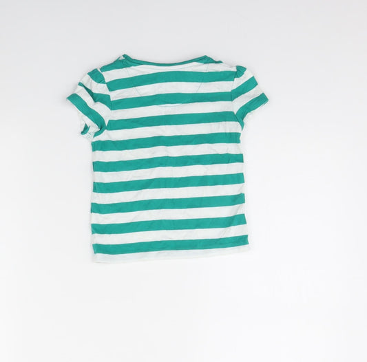 TU Girls Green Striped Basic T-Shirt Size 2 Years