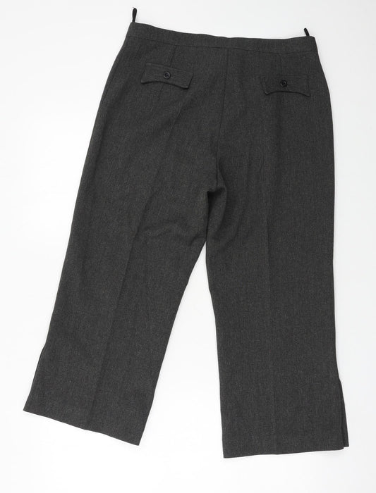 Zet Ka Moda Womens Grey Cropped Trousers Size 14 L22 in