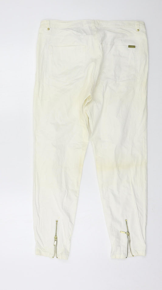 H&M Womens Ivory Denim Skinny Jeans Size 14 L26 in