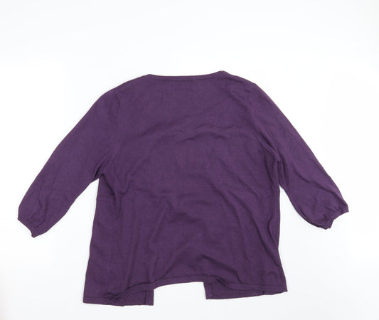 Klass Womens Purple Floral Pullover Jumper Size L