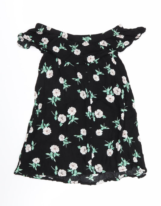 Dorothy Perkins Womens Black Floral Basic Blouse Size 14
