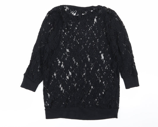 Topshop Womens Black Floral Pullover Jumper Size 10