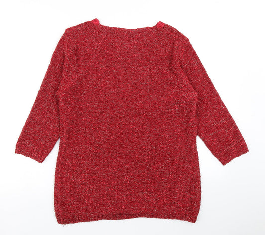 BM Womens Red Knit Pullover Jumper Size L