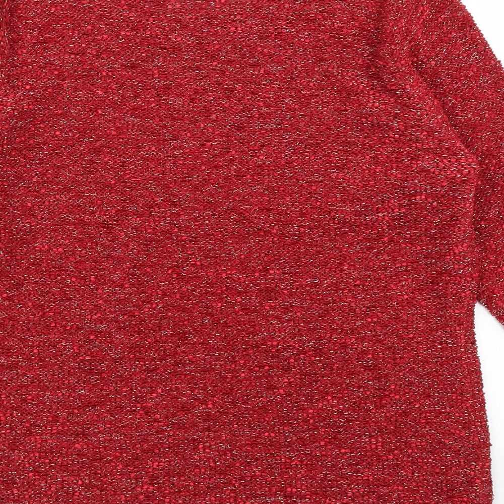 BM Womens Red Knit Pullover Jumper Size L