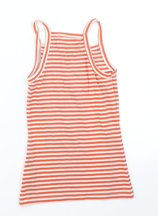 NEXT Girls Orange Striped Basic Tank Size 9 Years