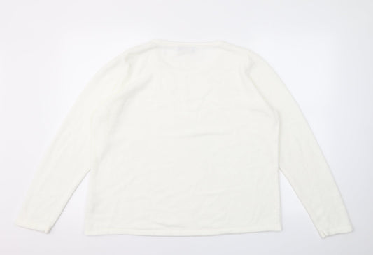 ANNA ROSE Womens White Pullover Jumper Size 2XL