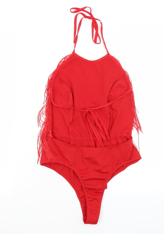 Pretty Little Thing Womens Red Bodysuit One-Piece Size 6