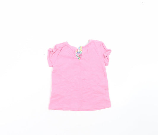 NEXT Girls Pink Basic T-Shirt Size 3-6 Months - Floral Pocket Pattern