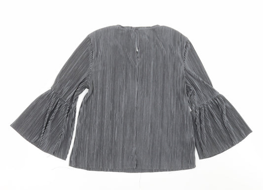 Mango Womens Grey Basic Blouse Size S - pleated
