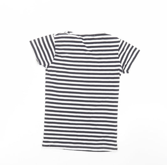 Mango Womens Black Striped Basic T-Shirt Size S