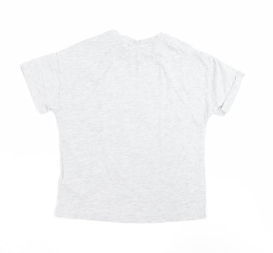 Marks and Spencer Girls Grey Basic T-Shirt Size 9-10 Years - sequin heart