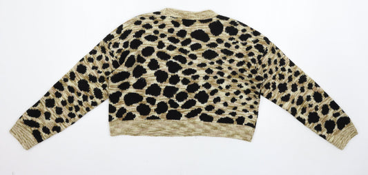 Topshop Womens Brown Animal Print Pullover Jumper Size 6