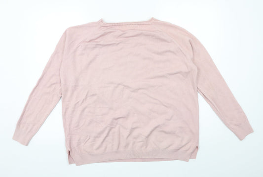 Bluoltre Womens Pink Knit Pullover Jumper Size S