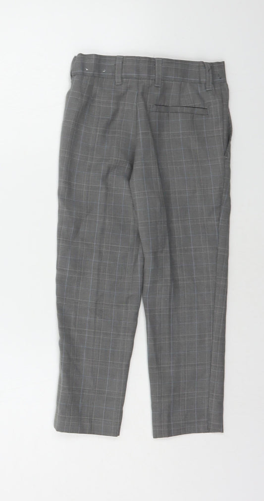 Monsoon Girls Grey Check Chino Trousers Size 4 Years
