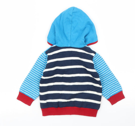 George Boys Blue Striped Full Zip Jumper Size 6-9 Months
