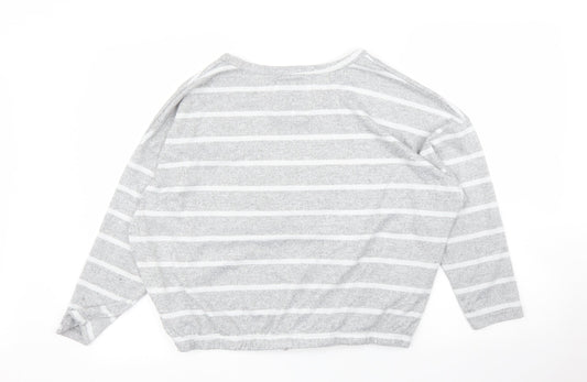 Time To Dream Womens Grey Striped Pullover Jumper Size 16 - PJ top