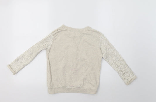 George Girls Beige Pullover Sweatshirt Size 6-7 Years - Lace Detail