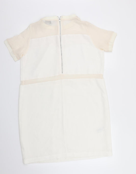 Premium Nex Womens Ivory Colourblock Shift Size 14 - Back zip Sheer Sections to dress